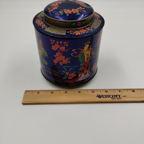 Japan Theme Tea Tin Daher Long Island Vintage Canister England 5.5" Tall w/Lid - Picture 13 of 14